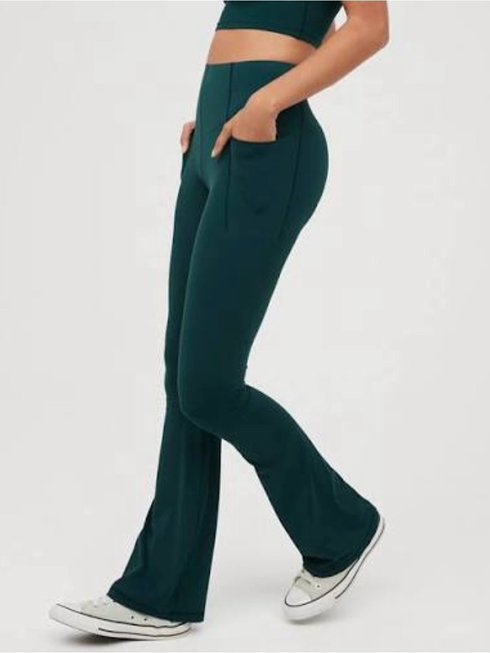Aerie Offline Xtra Hold Up Bootcut Flare Pocket Legging High Waist Dark Green M
